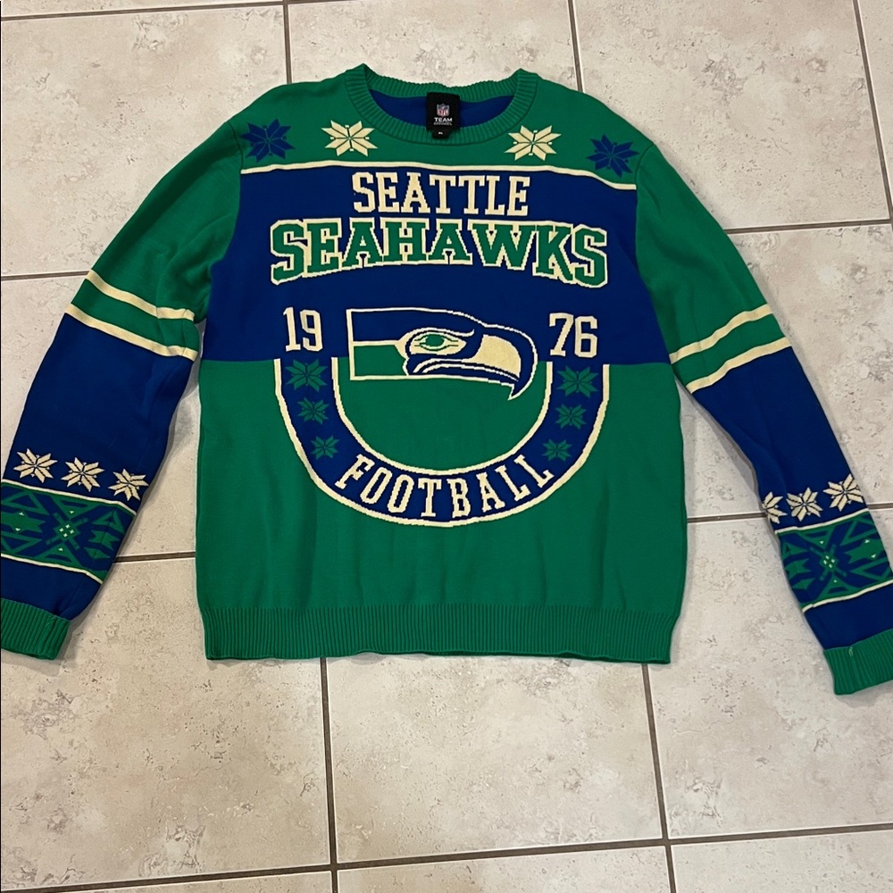 NFL Seattle Seahawks Green and Blue Crewneck Sweater